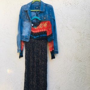 Hippie Boho size 4 jumpsuit &  small jean jacket